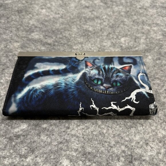 Disney Alice in Wonderland Chessire Cat Live Action Silver‎ Wallet Clutch Purse - Picture 2 of 9